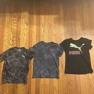 3 Puma Black and grey Short Sleeve Tees